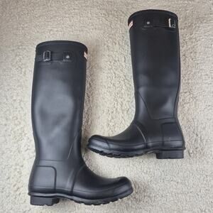 Hunter Original Tall Adjustable Rain Boots Matte Black Women's US 8 EU 39 Rubber